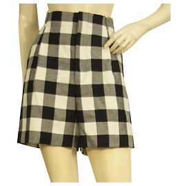 Christian Dior black and white checkered shorts bermuda wool trousers US 4 IT 40 Multiple colors