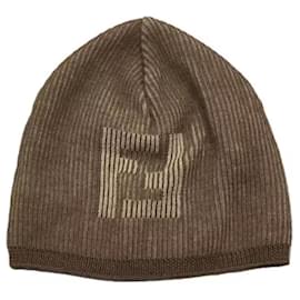 Fendi-**Gorra de punto Zucca marrón Fendi-Castaño