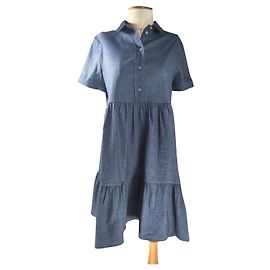 Robe Claudie Pierlot bleue en lin et lyocell Bleu