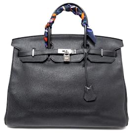 Hermès-Birkin 40 NERO TAURILLON CLEMENCE PELLE PALLADIO ACCIAIO-Nero