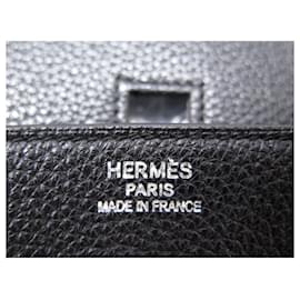 Hermès-BIRKIN 40 CUIR TAURILLON CLEMENCE NOIR ACIER PALLADIE-Noir