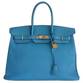 Hermès Birkin 35 Light Blue Leather Handbag Light blue