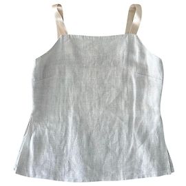 Autre Marque Bustier top in mastic greige linen with satin straps Esprit T.36-38 Beige Grey