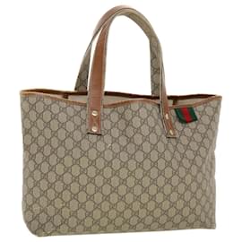 Gucci-GUCCI GG Canvas Web Sherry Line Hand Bag PVC Leather Beige Red 211134 Auth 41684-Red,Beige,Green
