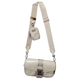 Prada-Prada Pocket bag in nylon and brushed leather-Beige