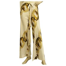 Roberto Cavalli Branco Golden Chain Pattern Calça flare tamanho da calça 42 Multicor