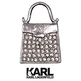 Spilla e strass per borsa vintage in argento Karl Lagerfeld Argento