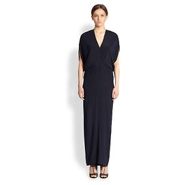 Vestido largo de seda Zero+ Maria Cornejo Reni Azul marino