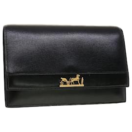 Hermès-HERMES Shoulder Bag Leather Black Auth 41230-Black