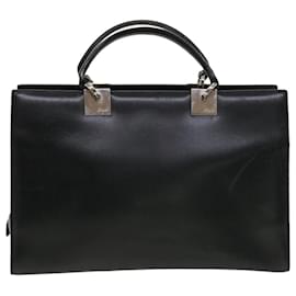 Salvatore Ferragamo-Salvatore Ferragamo Hand Bag Leather Black Auth cl501-Black