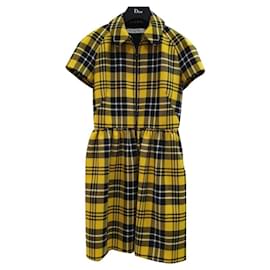 Christian Dior-CHRISTIAN DIOR Wool Zipped Dress Yellow Black Check Dress-Multiple colors