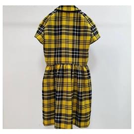 Christian Dior-CHRISTIAN DIOR Wool Zipped Dress Yellow Black Check Dress-Multiple colors