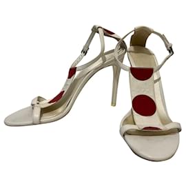 Burberry-High heeled Burberry sandals-White,Red