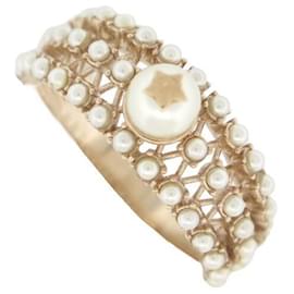 Christian Dior-NEW CHRISTIAN DIOR PEARL RING 52 M METAL GOLD NEW PEARLS GOLD STEEL RING-Golden