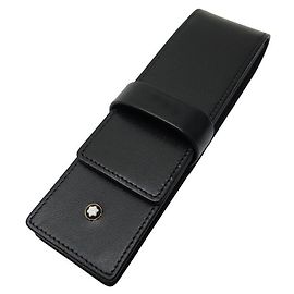 NEW MONTBLANC CASE 2 MEISTERSTUCK PENS 14311 BLACK LEATHER LEATHER CASE PEN Black