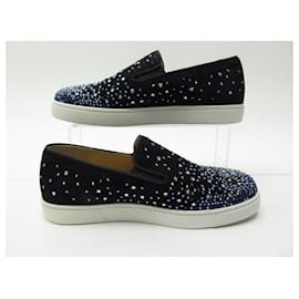 Christian Louboutin-NEW CHRISTIAN LOUBOUTIN ROLLER BOAT STRASS SHOES 38.5 SLIPPERS SHOES-Black