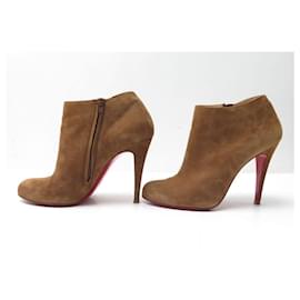 Christian Louboutin-CHRISTIAN LOUBOUTIN SHOES BELLE ANKLE BOOTS 100 41 BROWN SUEDE BOOTS-Brown