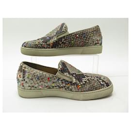 Christian Louboutin-CHRISTIAN LOUBOUTIN STUNNING ROLLER BOAT SHOES 39 LEATHER PYTHON SHOES-Multiple colors