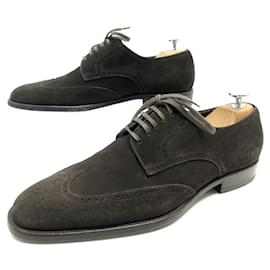Saint Laurent-SAINT LAURENT DERBY SHOES 315350 41 BOUT FLEURI SUEDE BROWN SHOES-Brown
