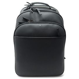 NOVA MOCHILA MONTBLANC EXTREME 111137 BOLSA DE MOCHILA DE COURO PRETA Preto