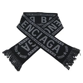 NUOVA SCIARPA DA CALCIO BALENCIAGA SC 521333 IN LANA NERA E GRIGIA NUOVA SCIARPA Nero
