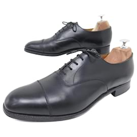 JM Weston-JM WESTON SHOES 300 Richelieu 9.5E 43.5 LARGE BLACK LEATHER SHOES-Black