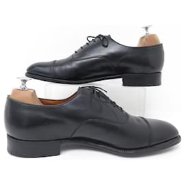 JM Weston-JM WESTON SHOES 300 Richelieu 9.5E 43.5 LARGE BLACK LEATHER SHOES-Black