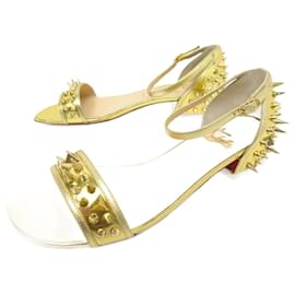 Christian Louboutin-NEW SHOES CHRISTIAN LOUBOUTIN DRUIDE SPIKE SANDALS 38.5 LEATHER SHOES-Golden