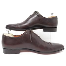 Santoni-SANTONI ONE CUT SHOES 8140 Richelieu 10 IT 45 FR PATINA LEATHER SHOES-Brown