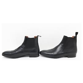 Santoni-SANTONI SHOES 13414 9.5 IT 45 FR CHELSEA BOOTS LEATHER BOOTS SHOES-Black