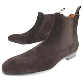 Santoni-NEW SANTONI SHOES 13414 Chelsea 9.5 IT 44.5 FR BOOTS SUEDE BOOTS-Brown