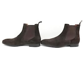 Santoni-NEW SANTONI SHOES 13414 Chelsea 9.5 IT 44.5 FR BOOTS SUEDE BOOTS-Brown