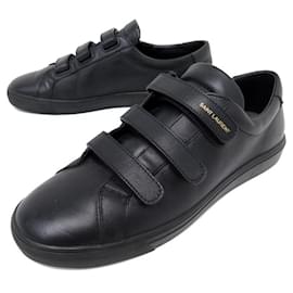 Saint Laurent-SAINT-LAURENT SHOES 605962 SCRATCH SNEAKERS 42 BLACK LEATHER SNEAKERS SHOES-Black