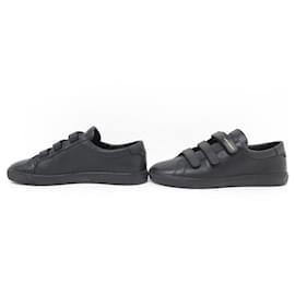 Saint Laurent-SAINT-LAURENT SHOES 605962 SCRATCH SNEAKERS 42 BLACK LEATHER SNEAKERS SHOES-Black