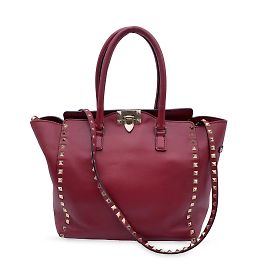Valentino Borsa tote Rockstud in pelle rossa con borchie e cinturino Rosso