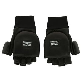 Lederhandschuhe mit Burberry-Logo-Patch Schwarz