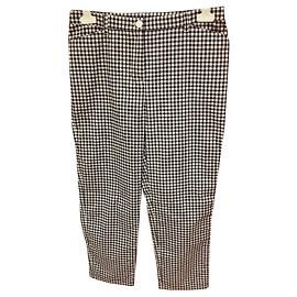 Autre Marque Agnès b Hose Schwarz-Weiß Gingham Baumwolle Größe 40 Schwarz Weiß