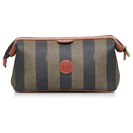 Fendi-Fendi Brown Pequin Clutch Bag-Brown