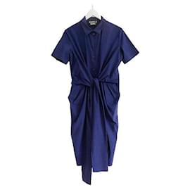 Moschino-Boutique Moschino - Robe chemise bleu marine à taille nouée-Bleu Marine
