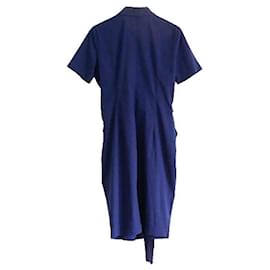 Moschino-Boutique Moschino - Robe chemise bleu marine à taille nouée-Bleu Marine