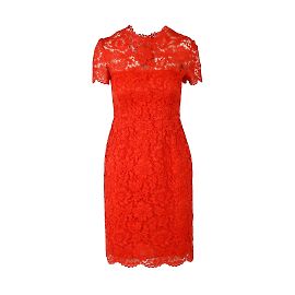 Valentino Spitzen-Midikleid Rot