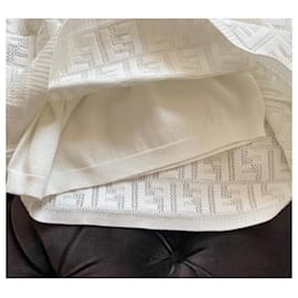 Fendi-FENDI FF-logo midi skirt-White