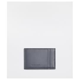 Bottega Veneta-Leather card holder with Intreccio motif-Grey