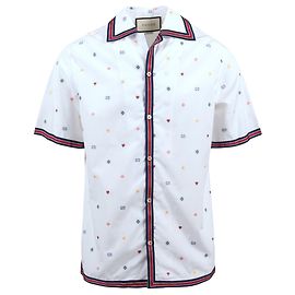 Gucci Camisa de boliche de popeline de algodão Fil-coupé Branco