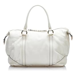 Gucci-Leather Horsebit Boston Handbag 189892-White