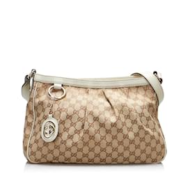 Gucci-GG Canvas Sukey Crossbody Bag 296834-Beige