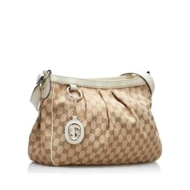Gucci-GG Canvas Sukey Crossbody Bag 296834-Beige