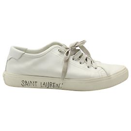 Sneakers Saint Laurent Malibu Distressed in pelle bianca Bianco