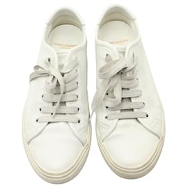 Saint Laurent-Saint Laurent Malibu Distressed Sneakers aus weißem Leder-Weiß