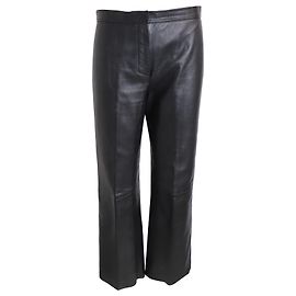 Sandro Paris Pantalone Gamba Dritta in Pelle di Agnello Nera Nero